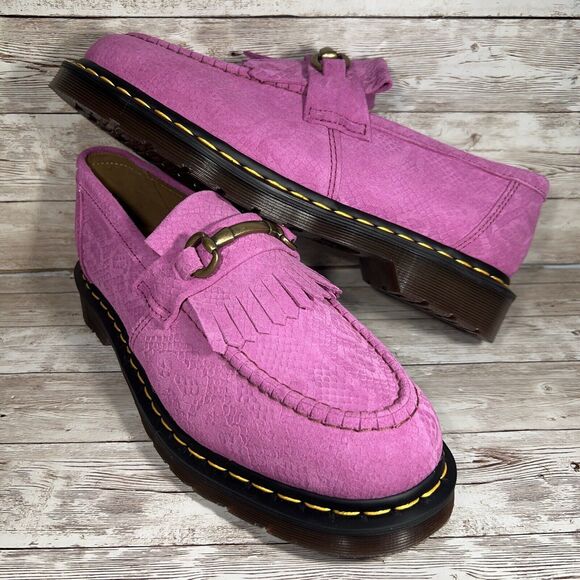 Dr. Martens Adrian Snaffle Repello Emboss Suede Kiltie Loafers Pink Men's 11 - Picture 1 of 7